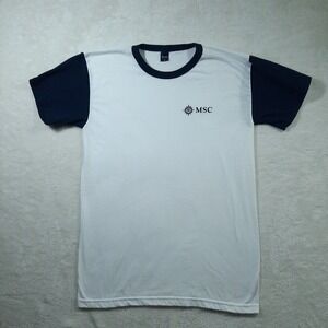 MSC Cruise White Navy Cotton Men's Short Sleeve Crew Neck T-Shirt Size M